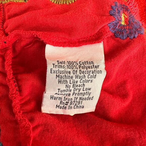 Johnny Was V-Neck Red Embroidered Floral Dress Size XS - Picture 11 of 11